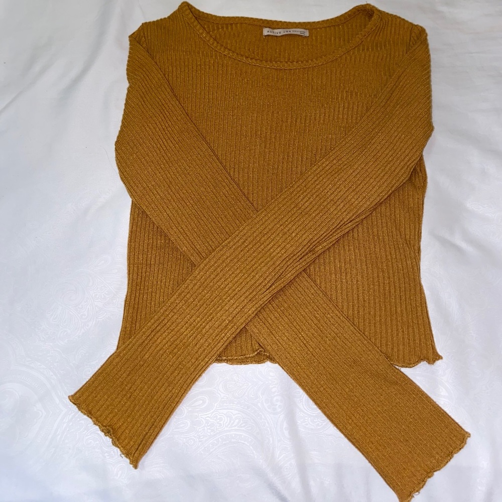 mustard yellow crop top.